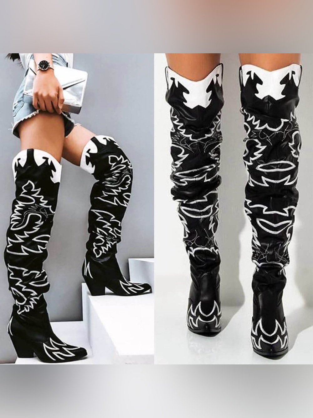 Cowboy Fashion Western Pointed-Toe OTK Thigh-High Boots - Cape Robbin Kelsey-21